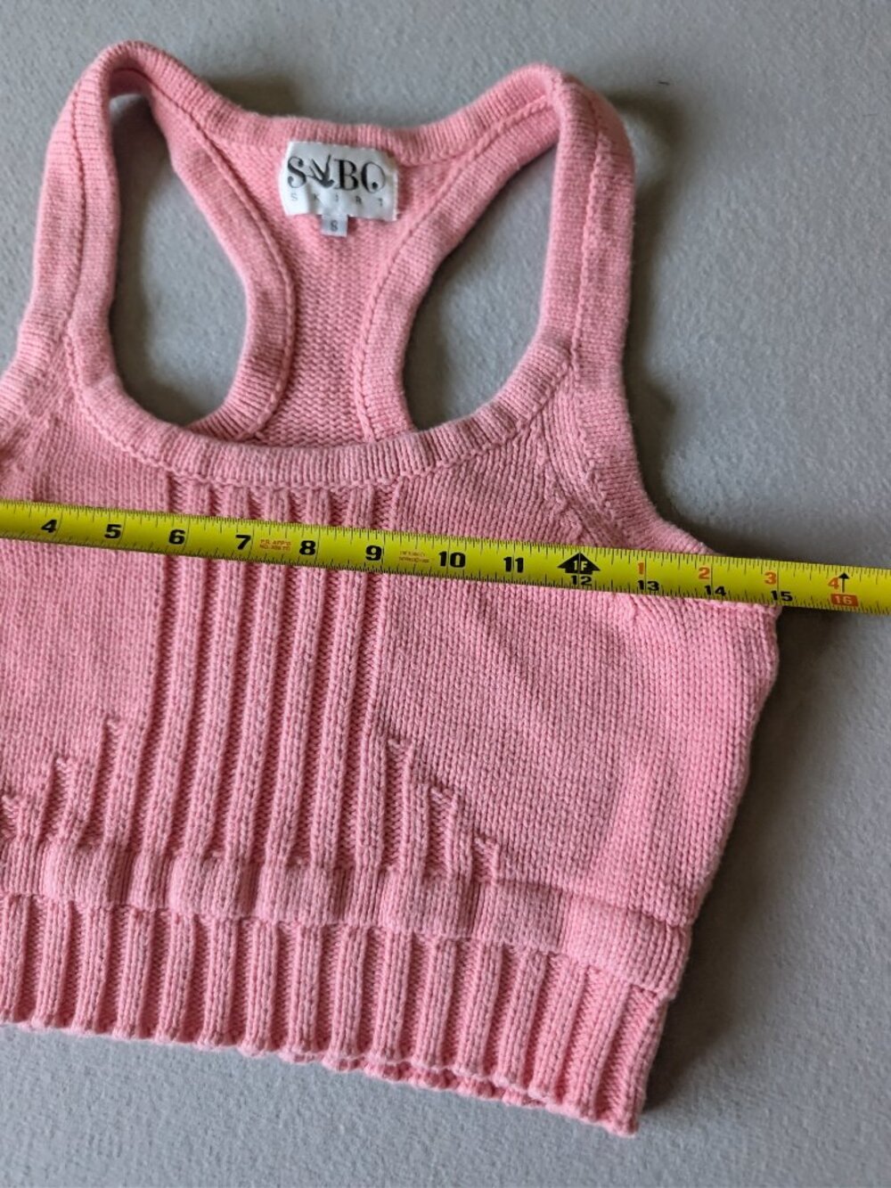 Sabo Skirt Pink Knit Racerback Crop Tank Top Ribbed Bustier Bralette Sz Small - Picture 5 of 7